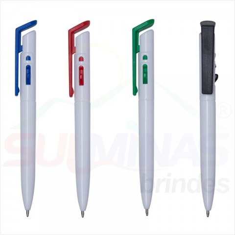 Caneta 1098L Corpo Branco Detalhe Colorido