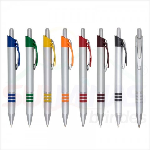 Caneta 807D Corpo Prata Detalhe Colorido